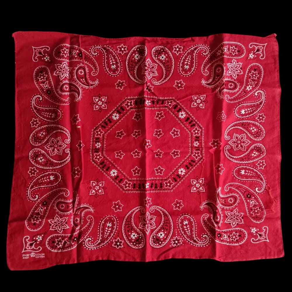 Red Paisley Bandana Hanky Western Handkerchief Fast Color Trunk Up Elephant